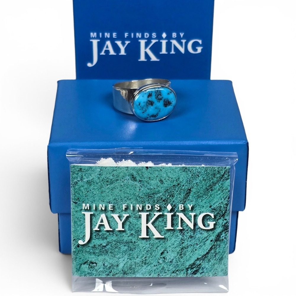 Jay King Mine Finds Sterling Silver Oval Turquoise Wide Band Ring Size 8.5